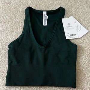 Athleta Dark Green Ribbed Tank Top